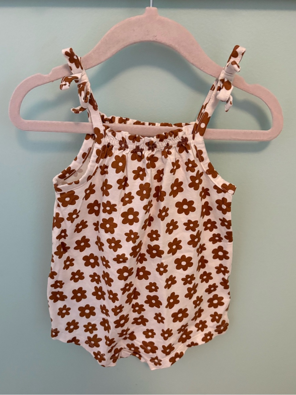 Old Navy White Tank Romper with Brown Floral Print